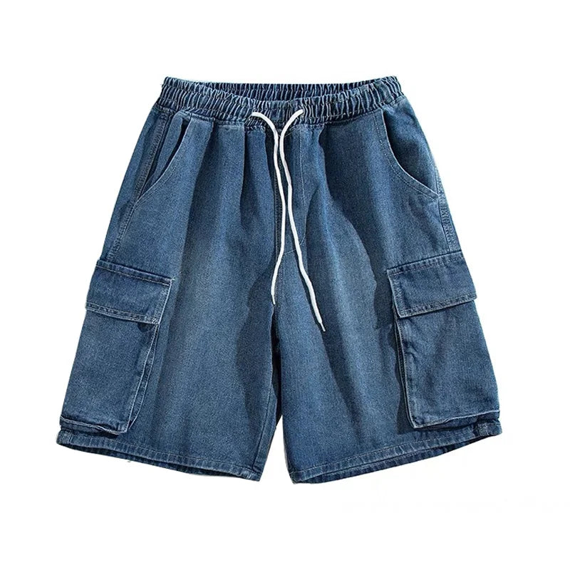 saferido Summer Men Denim Short Streetwear Vintage Korean Harajuku Pocket Jeans Shorts Hip Hop Cargo Pants Oversized Bottoms Male Clothes