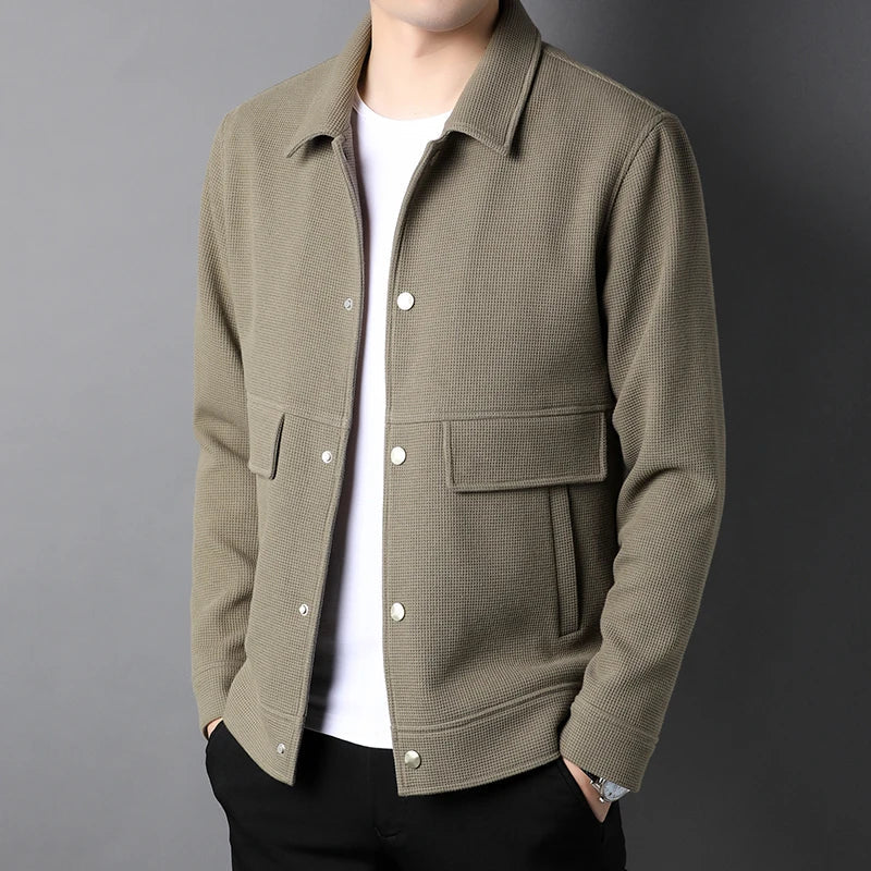 saferido Korean Fashion Lapel Jacket Men's Loose Short Coat Spring Autumn Thickening Tops Fashion Casual Clothes For Male New S-3XL