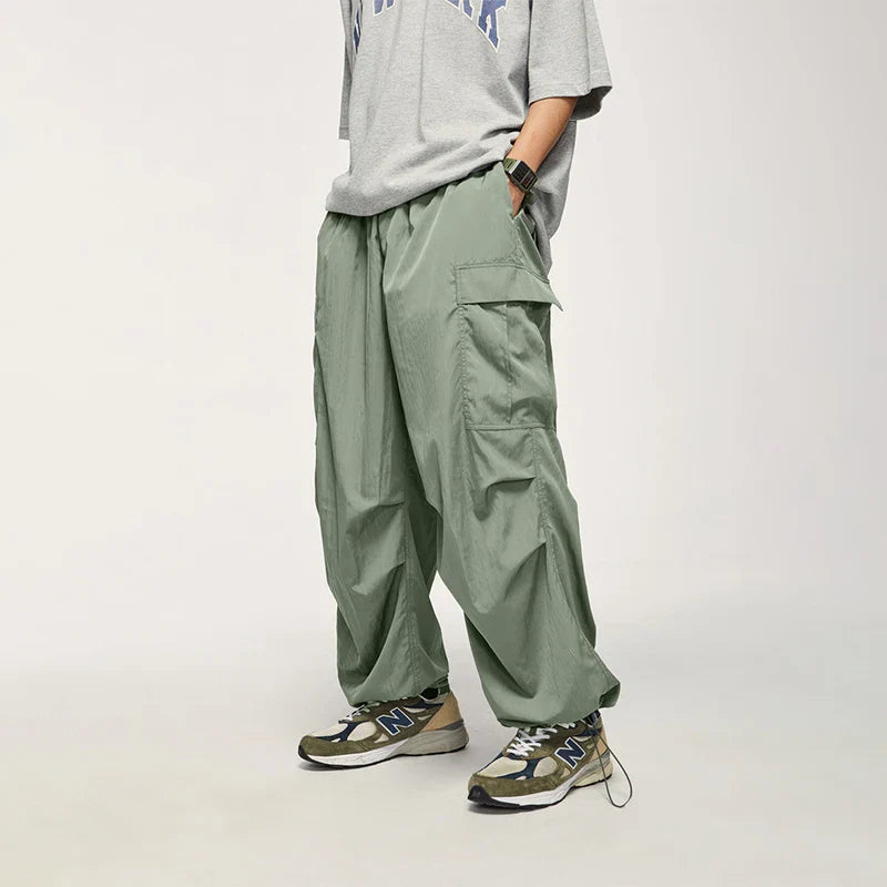saferido Baggy Cargo Pants Men Green Parachute Wide Leg Trousers Male Black Oversize Loose Casual Streetwear Hip Hop Waterproof
