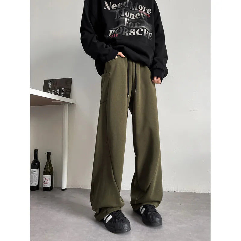 saferido Mens Chic Pocket Long Pants Autumn New Men's Casual Mopping Trousers Harajuku Streetwear Sport Running Sweatpants 5XL-M