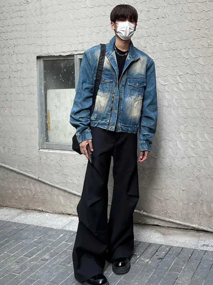 Pants Men Streetwear All-match Leisure Design Vitality Mopping Pure Color Baggy Trousers Joggers Youthful Spring Autumn Chic BF