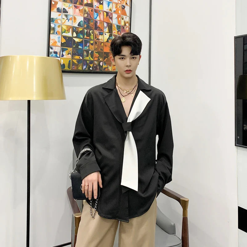 saferido Spring Autumn Fashion Long Sleeve Oversize Loose Casual Punk Gothic Party Stage Show Loose Shirt Night Club Costumes