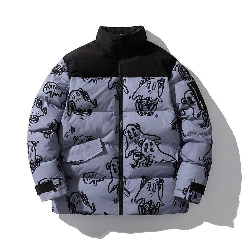 Dark college winter Japanese streetwear women coat Harajuku outwear casual long-sleeved zip up Ulzzang hooded coat