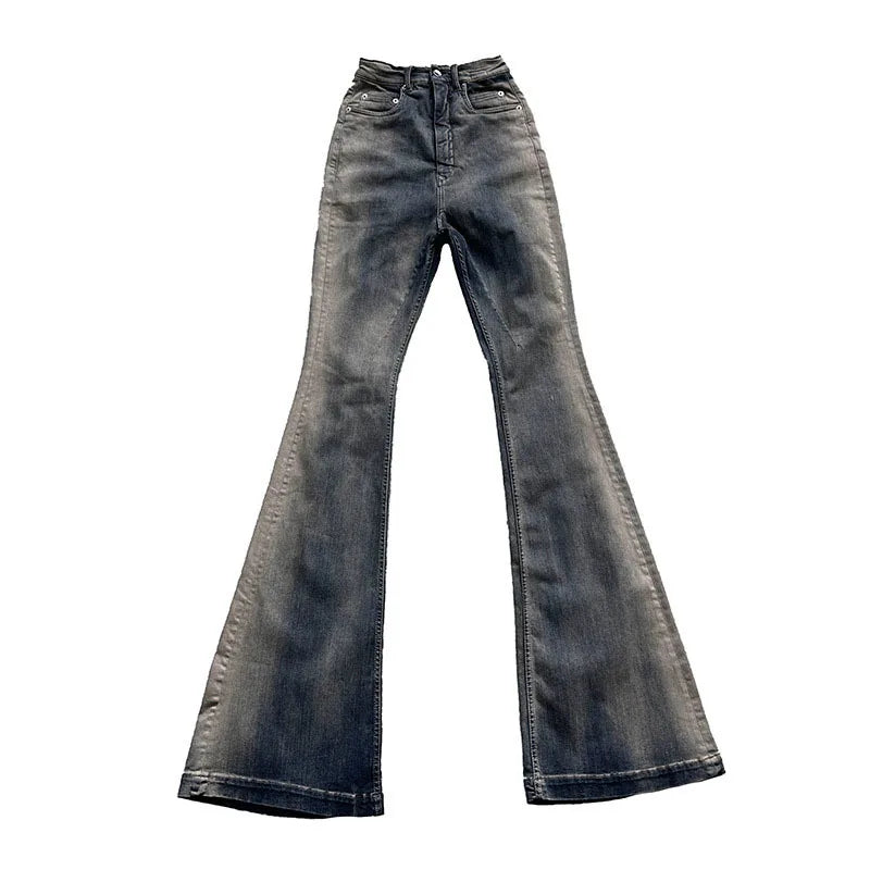 Niche Men Jeans Wash Gradient Floor Mop Casual Trend Vintage New Korean Fashion Flared Pants High Street