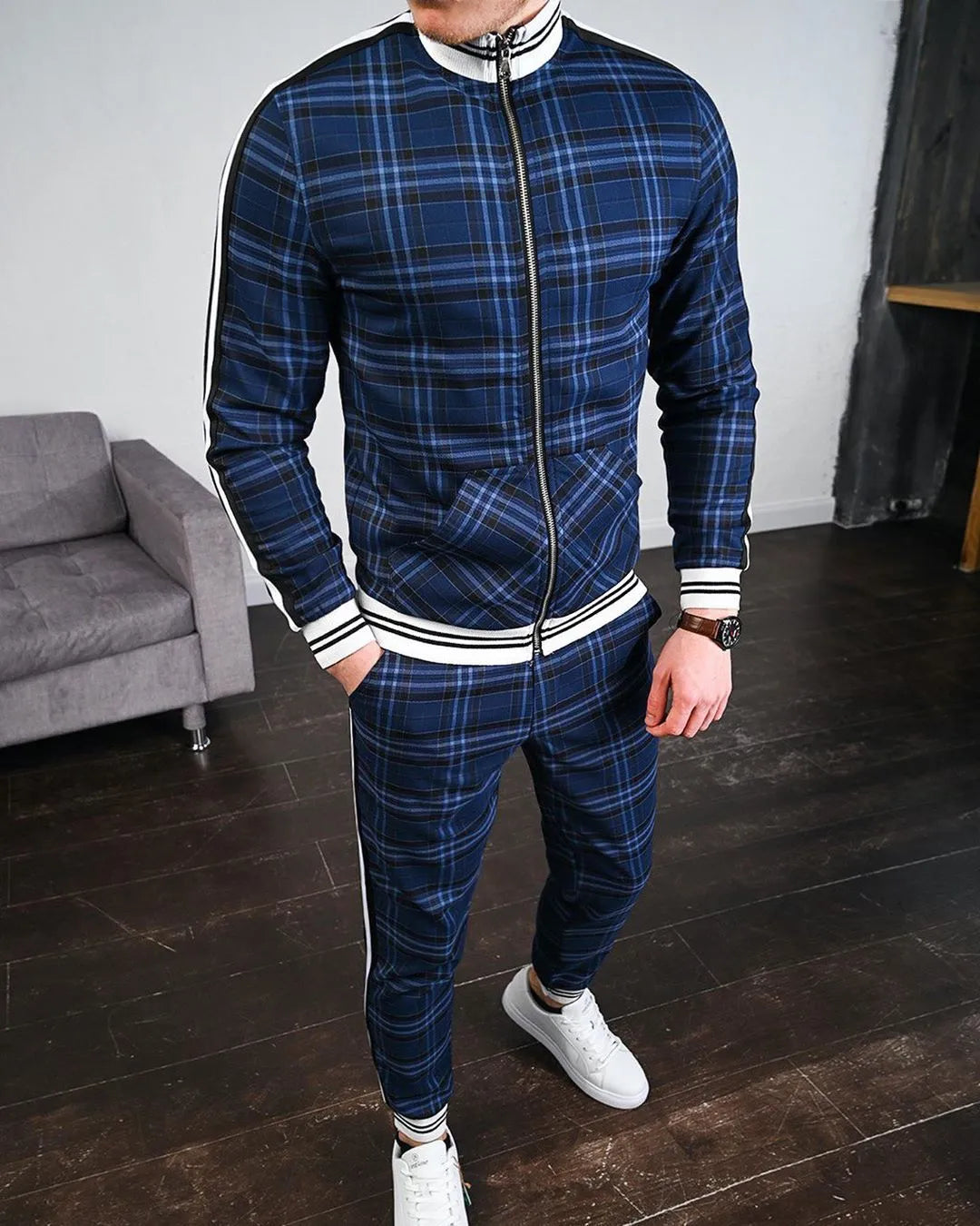 saferido Men's Suit Autumn Casual Men's Clothing European and American Fashion Brand Large Size Sportswear Two-piece Set