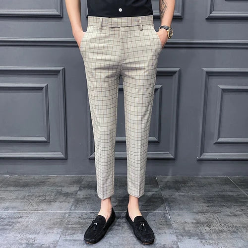 saferido New British Style Dress Suit Pant Man New Plaid Suit Pant Men Designer Gentlemen Business Casual Work Pant Trousers 28-34
