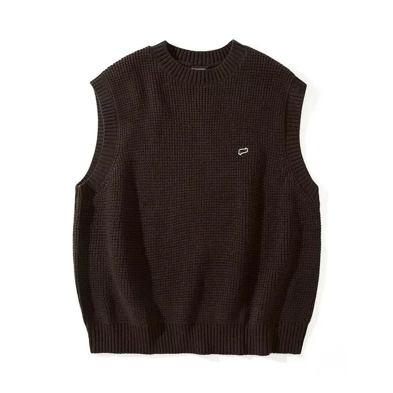 saferido Sweater Vests Men Fashion Leisure Japanese Style Vintage Chic Sleeveless All-match High Street Males Knitting Harajuku Autumn