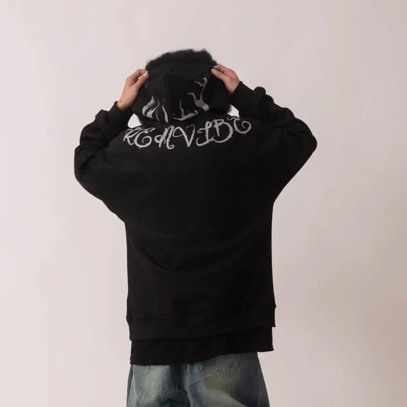 saferido Suede Hooded Sweater Men's Autumn/Winter New Trend Handsome American High Street Loose Casual Hip Hop Pullover Coat