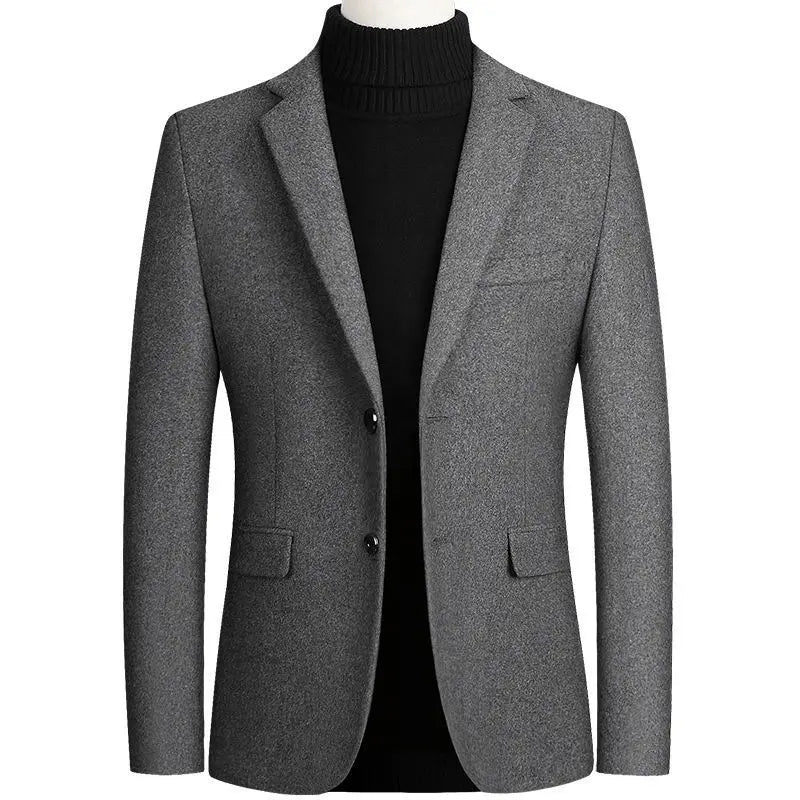 Brand Business Casual Wool Blazer Men Autumn and Winter New Solid Men Blazer Regular Fit Long Sleeve Blazers for Men
