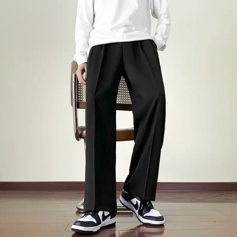 Brown Black Suit Pants Men Fashion Social Mens Dress Pants Korean Loose Straight Wide Leg Pants Mens Office Formal Trousers
