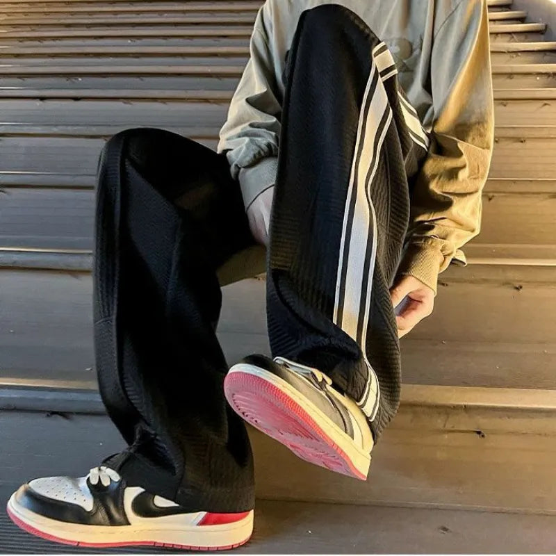 Straight Man Sweat Pants Jogger Casual Baggy Tracksuit Men's Sweatpants Bottoms Wide Leg Young La Summer Training Plain Trousers
