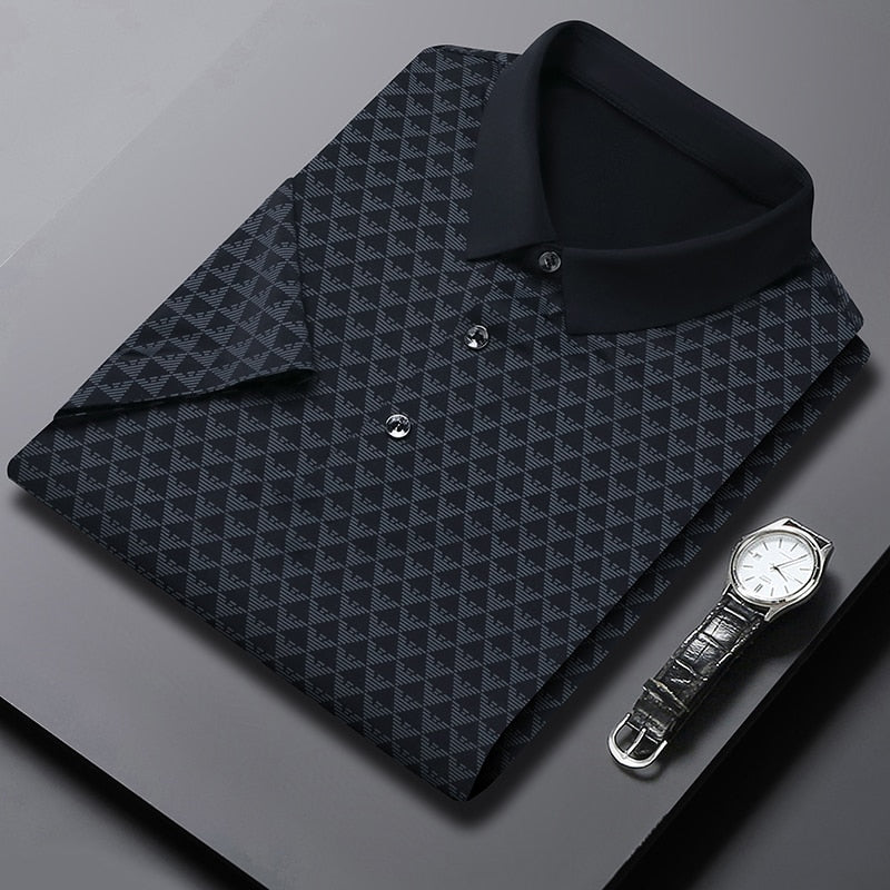 Mens New Casual Lapel T-shirt Summer Thin Slim Fit Good Quality Figure Polo Shirts Breathable Soft Business Polos Tops