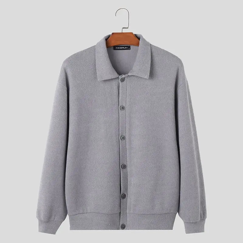 Casual Simple Style Tops New Mens Knitted Sweater Streetwear Autumn Winter Male Solid Long Sleeve Cardigan Sweater S-5XL