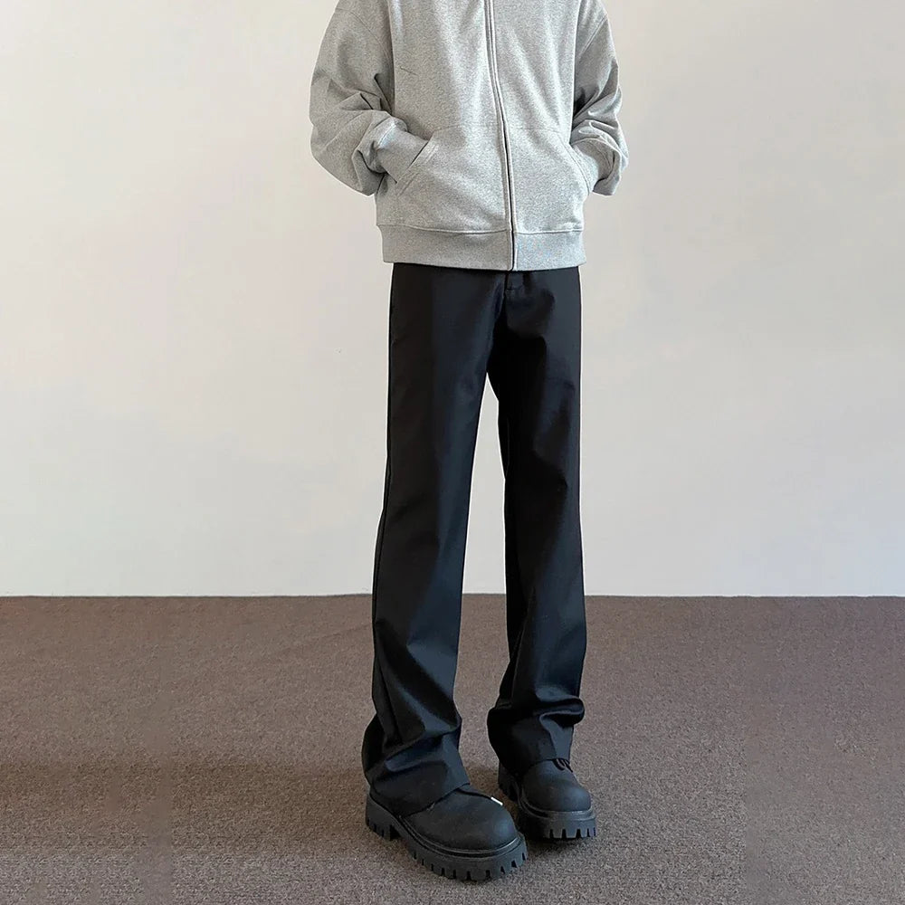 saferido Mens Pants Suit Casual Korean Fashion 2024 New Original Streetwear Skinny Straight-leg Formal Clothes Thin Black Trousers Summer