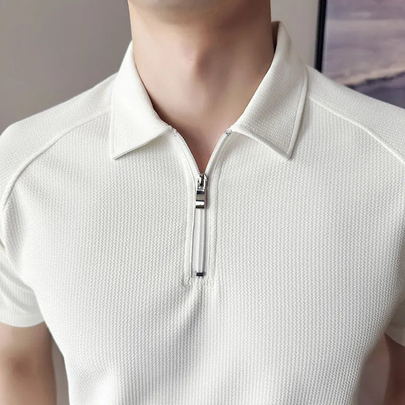 saferido British Style Summer polo shirts for Men Fashion pure color Short Sleeve Polo Shirts Slim Fit Casual Business Lapel Tee Tops 3XL