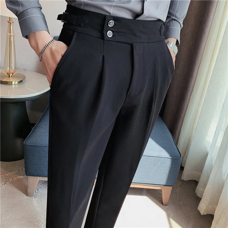saferido British Style Autumn New Solid Business Casual Suit Pants Men Formal Pants High Quality Slim Fit Office Trousers Pantalon 29-36