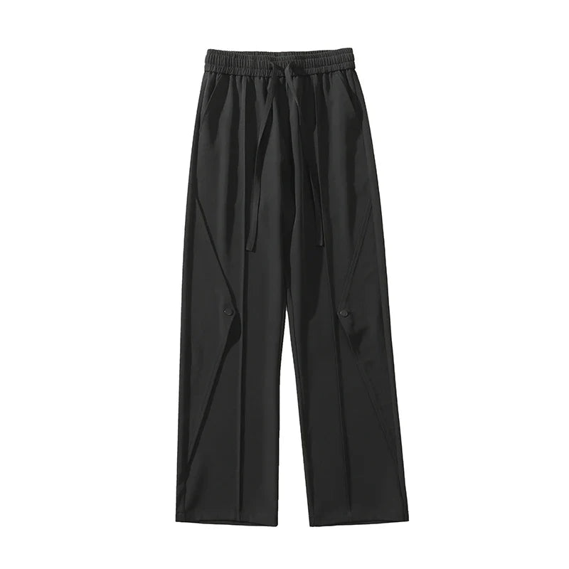 saferido Summer Men's Fashion Trend Oversized Casual Pants Streetwear Ventilate Elastic Waist Sweatpants Black/Khaki Color Trousers