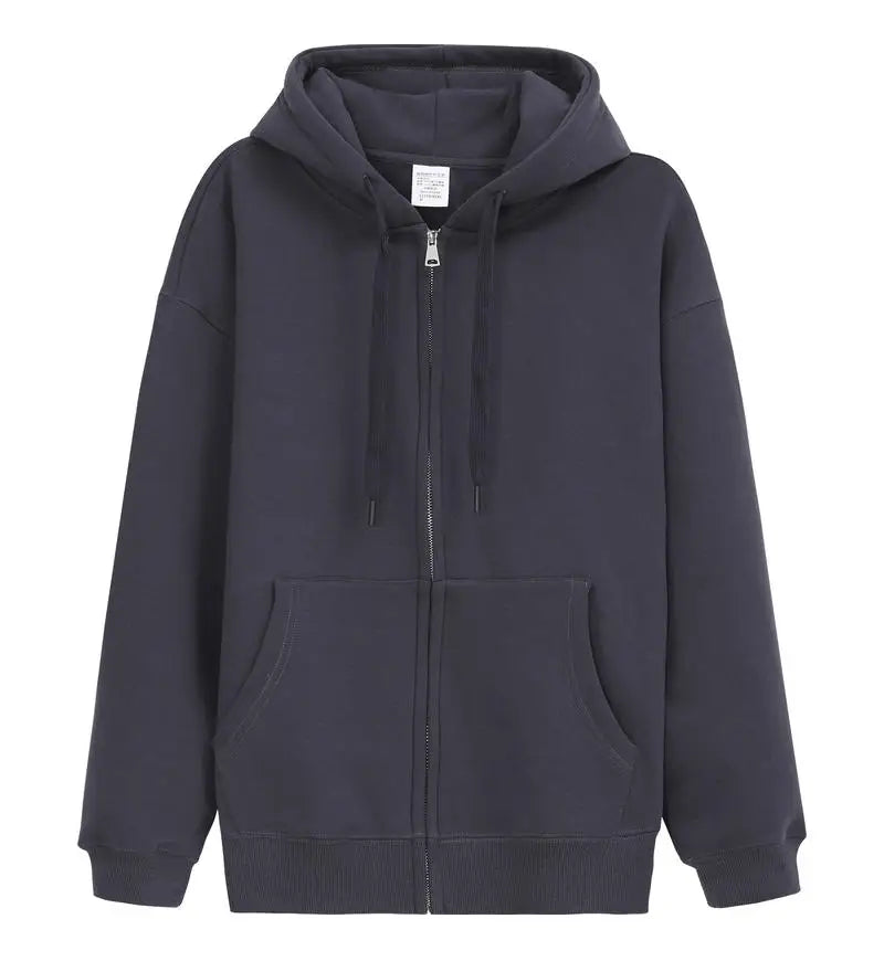 saferido 600GSM 95% Cotton Solid Retro Oversize Hoodie Unisex Winter Warm Zipper Up Open-Up Hoodies Vintage Classic Streetwear Loose Coat