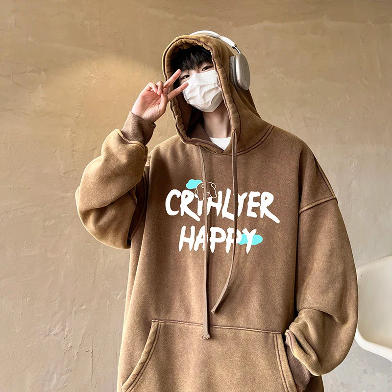 saferido Retro Washed Hoodie Spring New Multiple Colors Hoodies Men's Hooded Casual Street Wear Men's Loose Hooded Pullover