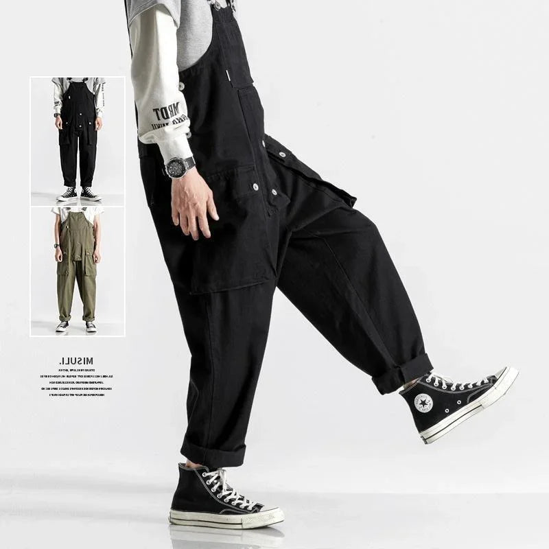 saferido INS Style Straight Leg Pants Bib Coverall Japanese Retro Cargo Overalls Men's Loose Large Size Worker Work Clothing Jumpsuit