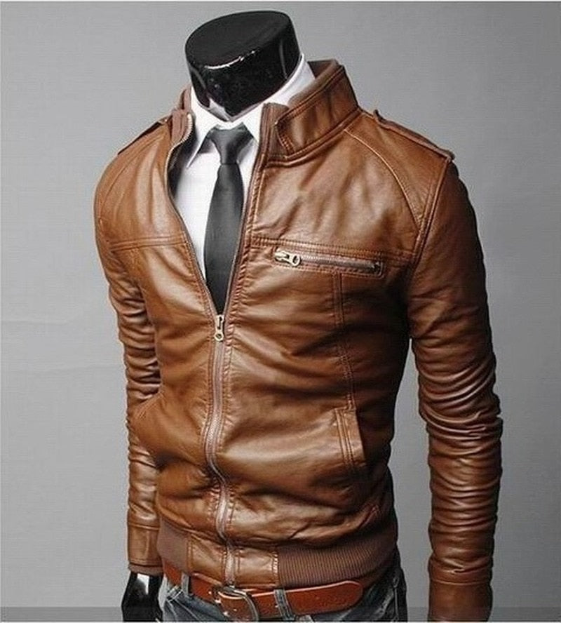 Brand New Men's Motorcycle Leather Jacket Slim Men Leather Jacket Outer Wear Clothing For Male Garment Man Jackets