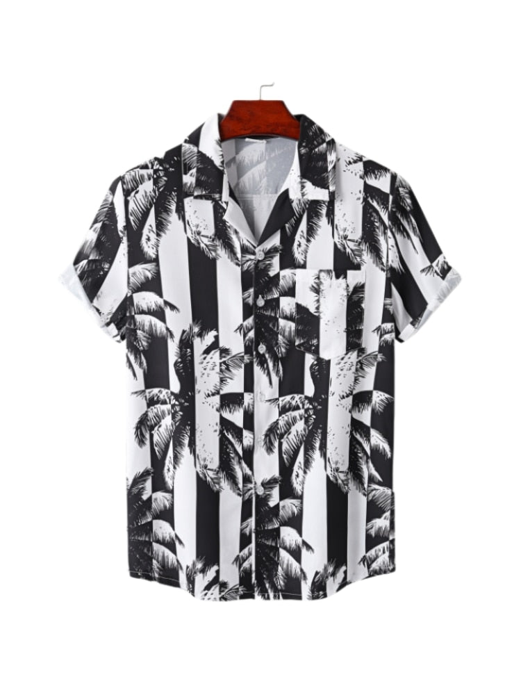 Hawaiian Men's Shirt Short Sleeve Oversized 3D Printing Anime Coconut Tree Pattern Male Clothes Harajuku Tops Summer Fashion