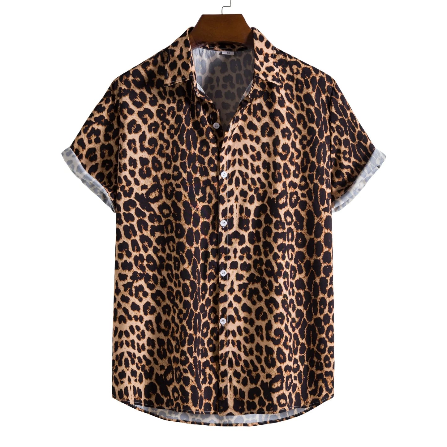 Leopard Floral Shirt Men Camisa Masculina Brand Slim Fit Short Sleeve Hawaiian Shirt Men Party Beach Casual Shirts Male 5XL