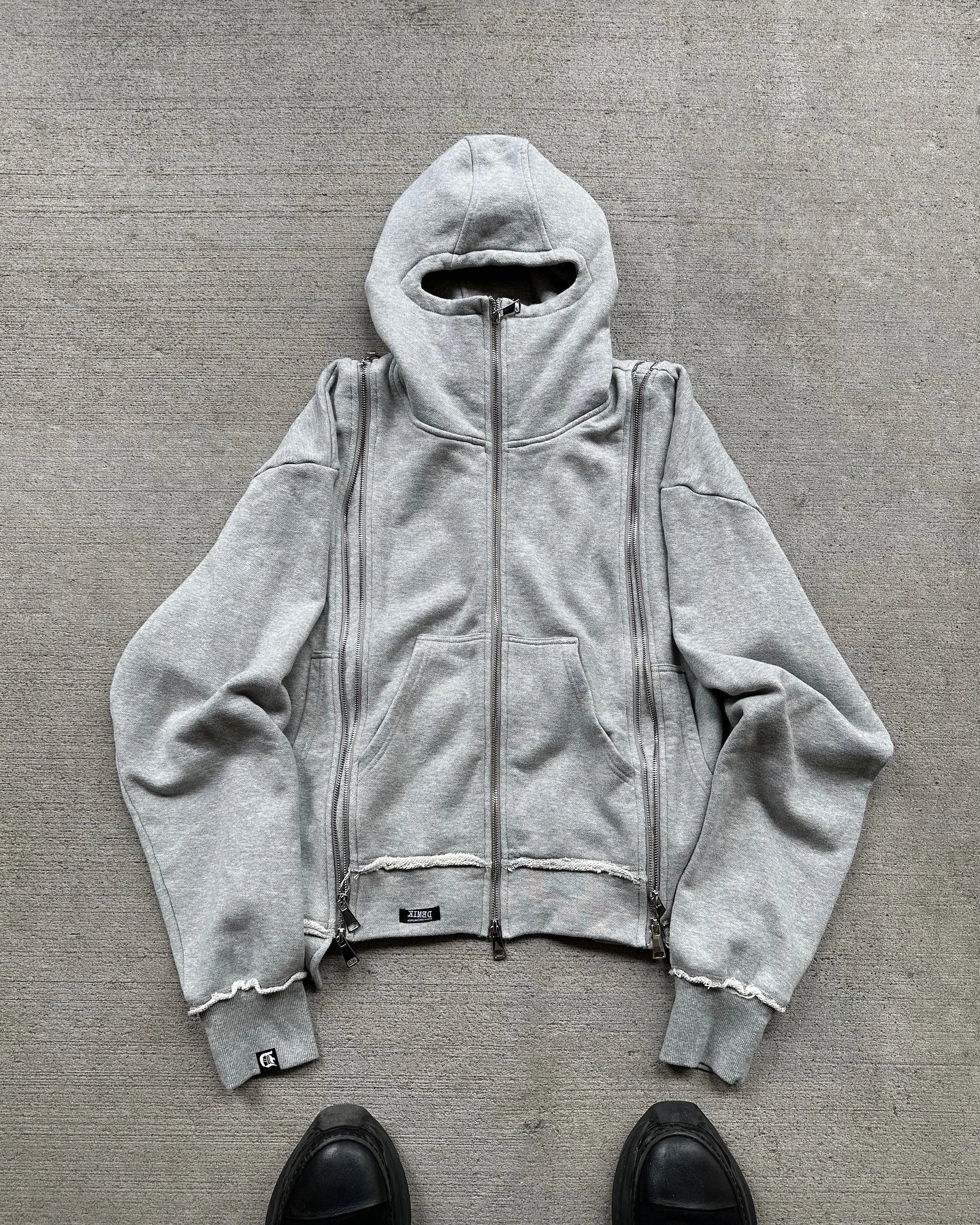 Streetwear Zip Hoodie Shorts Suit Y2K Clothes Mens Two Piece Set Hip Hop Rock Double Layer Retro Sweatshirt Casual Shorts Suit