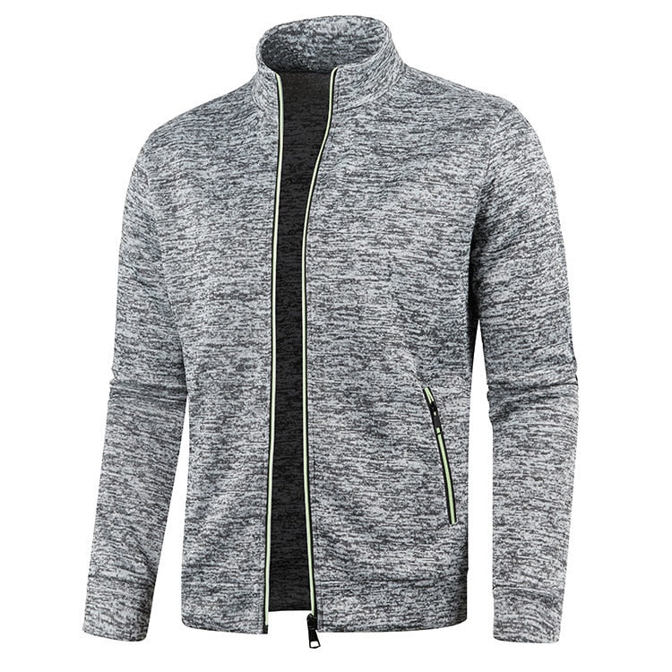 Autumn Winter Men's Zipper Knit Long Sleeves Thin Cashmere Fashion Top Sweater Coat