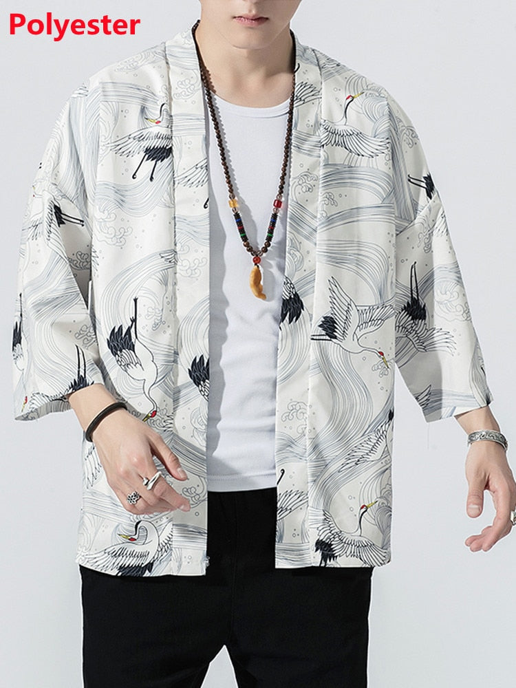 Kimono Japanese Costume Men Coat Harajuku Style Tops Japan Haori Cardigan Chinese Traditional Jacket Loose Shirt Yukata Coats