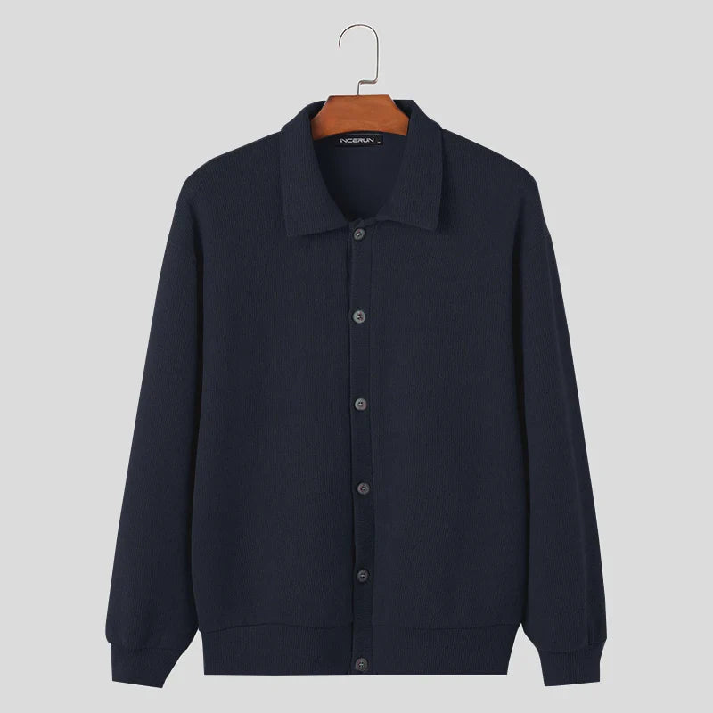 Casual Simple Style Tops New Mens Knitted Sweater Streetwear Autumn Winter Male Solid Long Sleeve Cardigan Sweater S-5XL