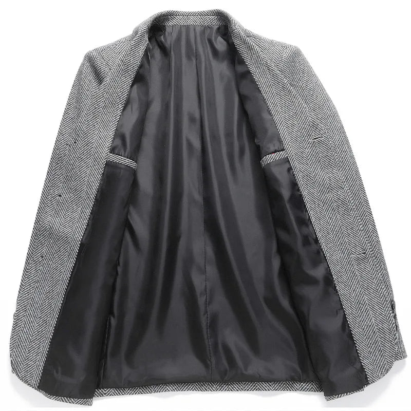 New Men's Fashion Business Korean Gentleman Wool Gentleman Trend Slim Hong Kong Style British Style Casual Wedding Blazer