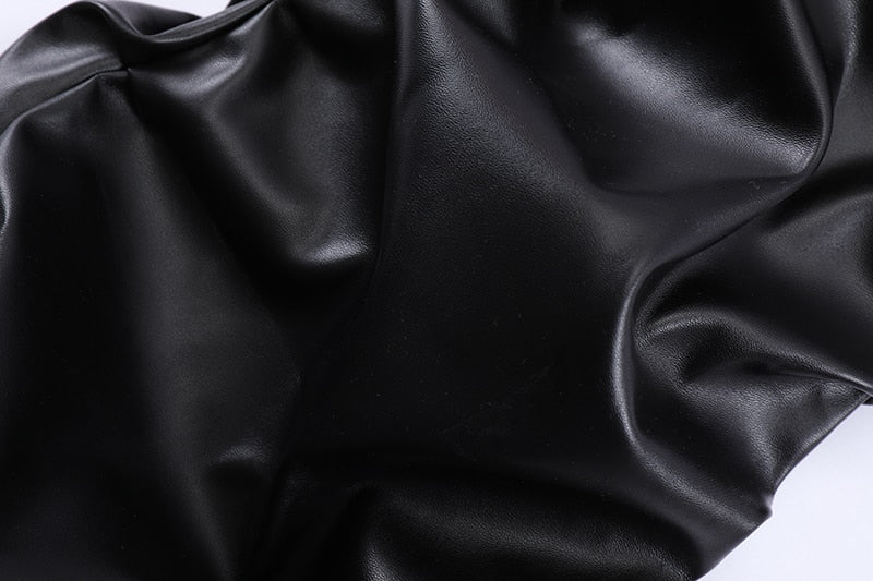 Hip Hop Mens Pleated Pu Leather Pants Harajuku Retro Streetwear Loose Ruched Casual Trousers Straight Solid Color Black Pants