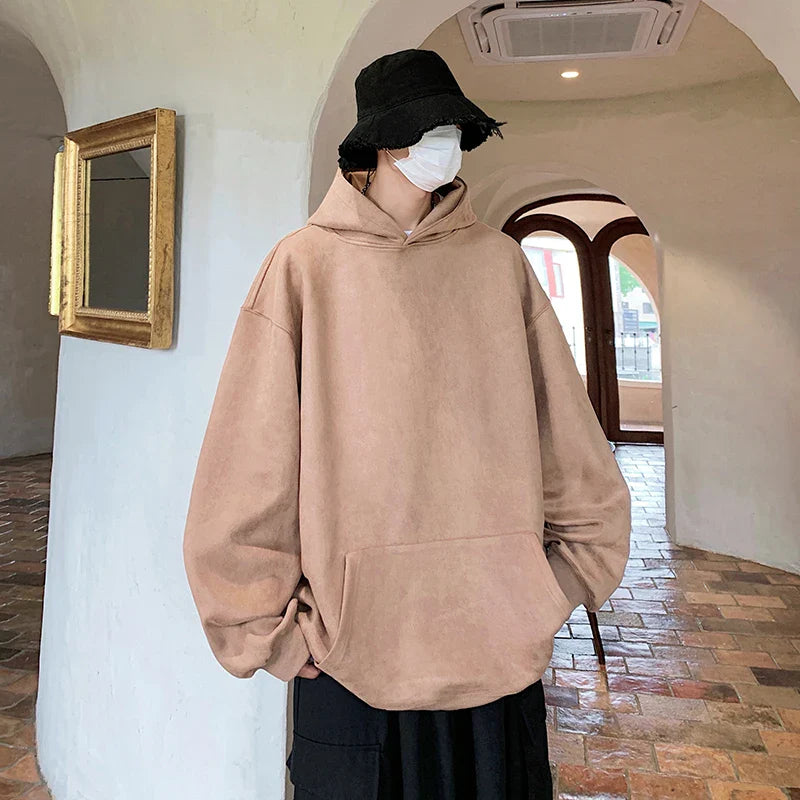 saferido Autumn New Solid Hoodie Men Harajuku Fashion Casual Oversized Hoodies Couples Loose Hooded Streetwear Sweatshirt 5XL