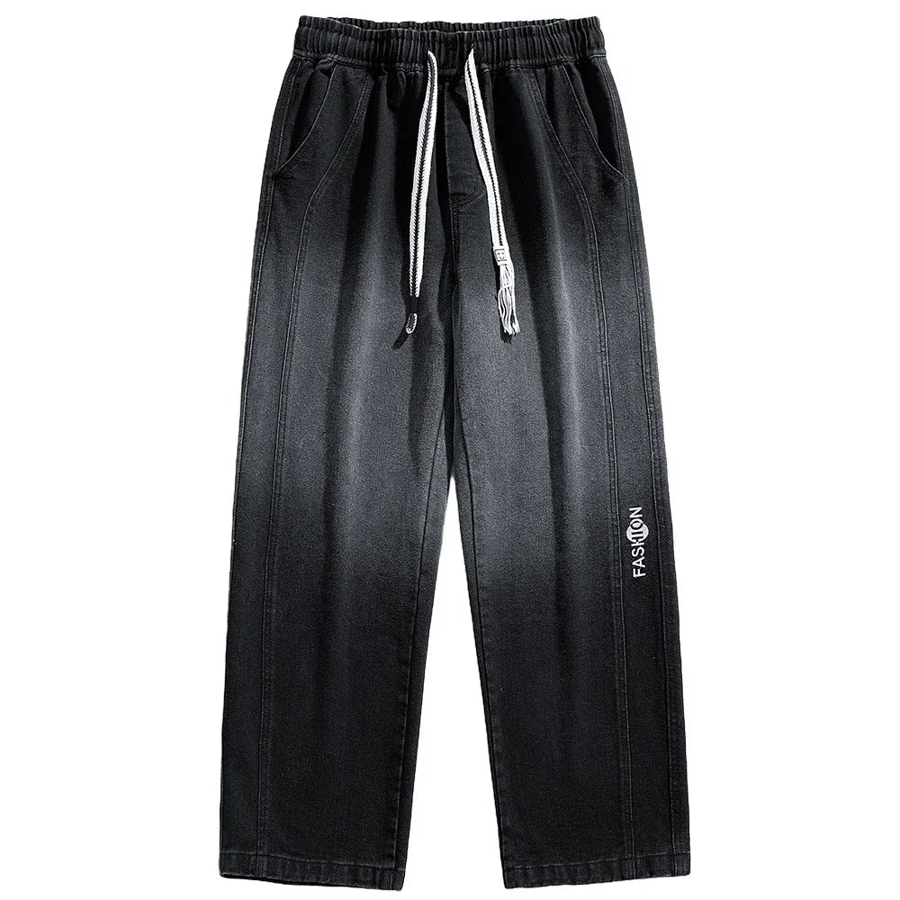 saferido Winter Men's Oversized Jeans Thicken Velvet Warm Denim Pants Wide-Leg Straight Thermal Fleece Baggy Jean Trousers