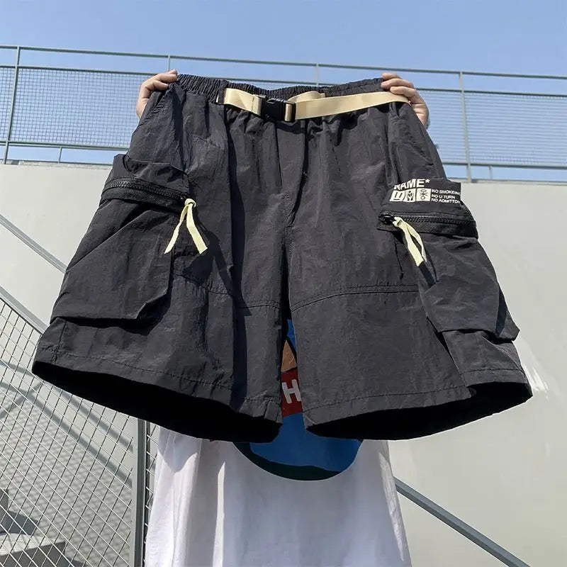 saferido high quality overalls shorts men summer multi-pocket hipster American casual Japanese y2k pants super handsome sweatpants