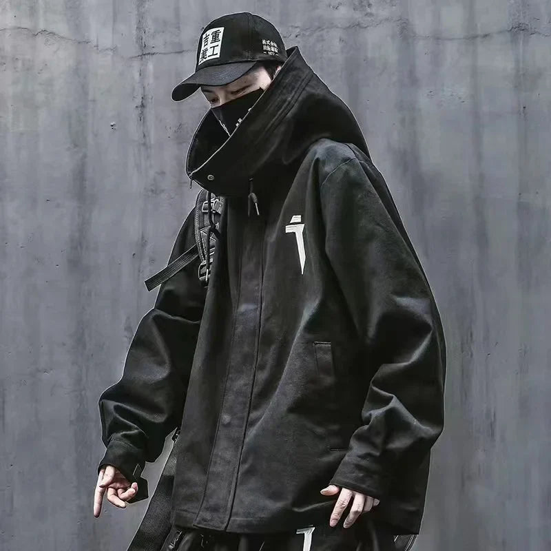 saferido Men Japanese Harajuku Sweatshirt Oversize Hoodie Long Cloak Hip Hop Gothic Outwear Streetwear Techwear Coat Tops Clothes