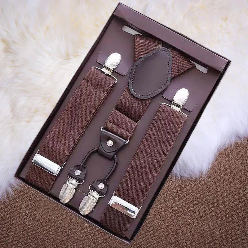 saferido Retro British Style Men's Stretch Pants Strap Clip Suit Pants Casual Suspenders Clip Fashion Exquisite Stretch Suspender Clip