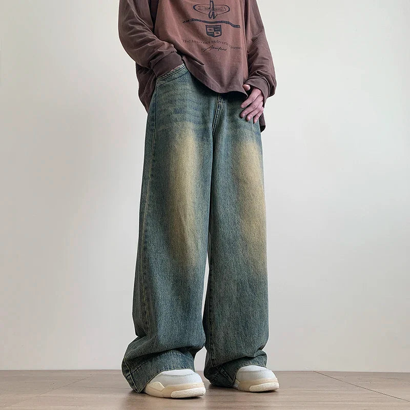 saferido Jeans men Baggy Jeans Straight Casual Distressed Vintage Jean Pants Men Wide-leg Denim Trousers Male Oversize Streetwear Fashion