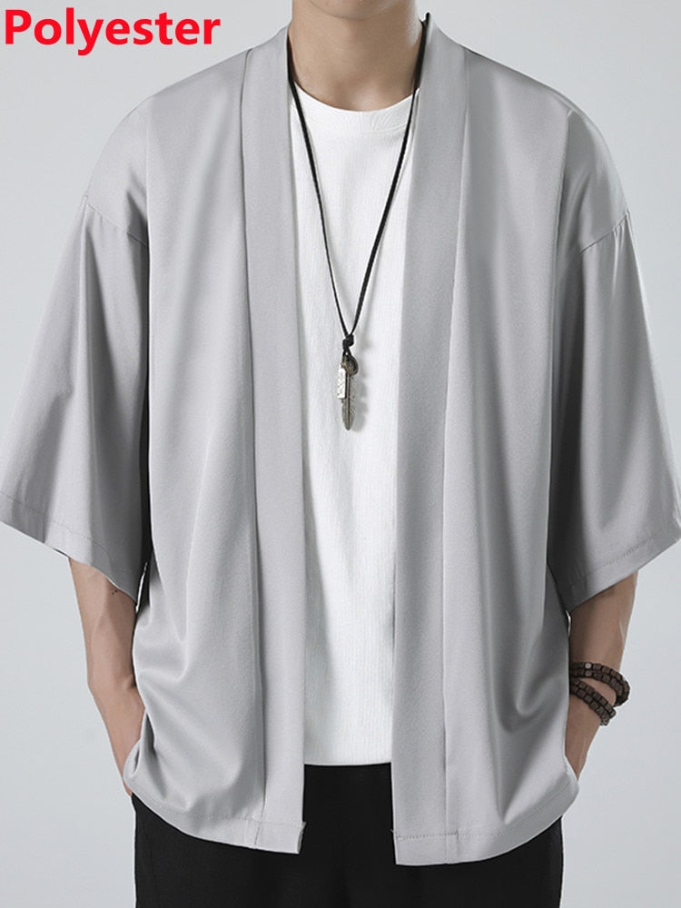 Kimono Japanese Costume Men Coat Harajuku Style Tops Japan Haori Cardigan Chinese Traditional Jacket Loose Shirt Yukata Coats