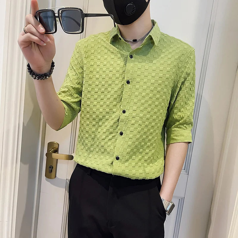 saferido Men's Business Casual Shirts/Male Spring Slim Fit Long Sleeve Shirts/Man High-End Clothing Tops Plus Size S-3XL