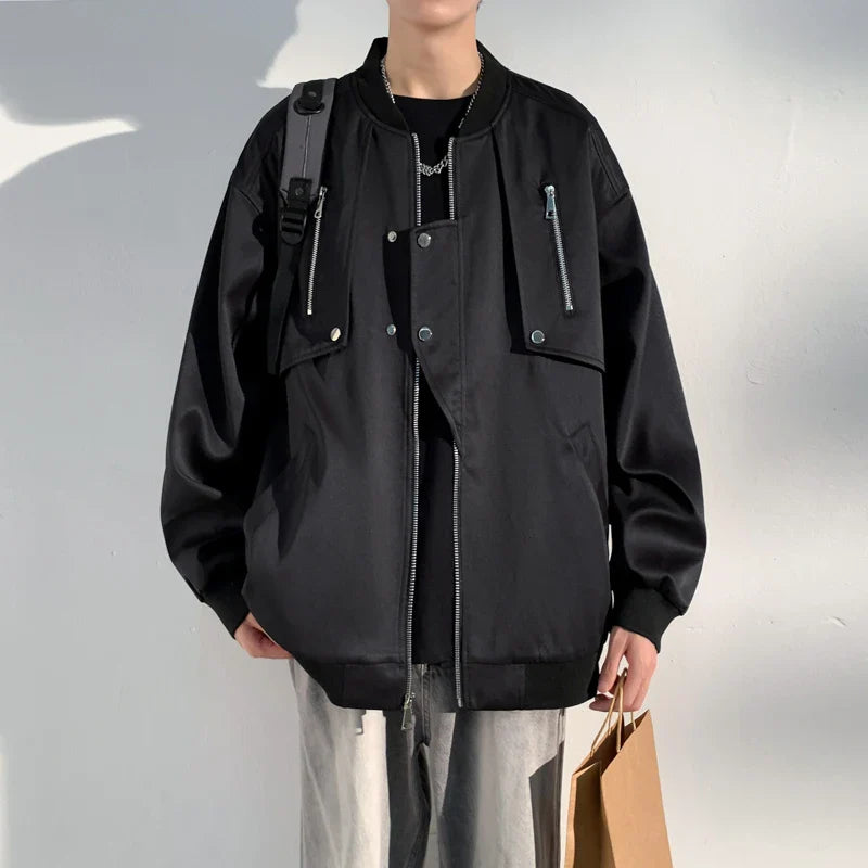 New Men Bomber Jackets Fashion Zippers Solid Casual Baseball Outerwear Coat Couple Jacket Streetwear Women Moto Biker Coats
