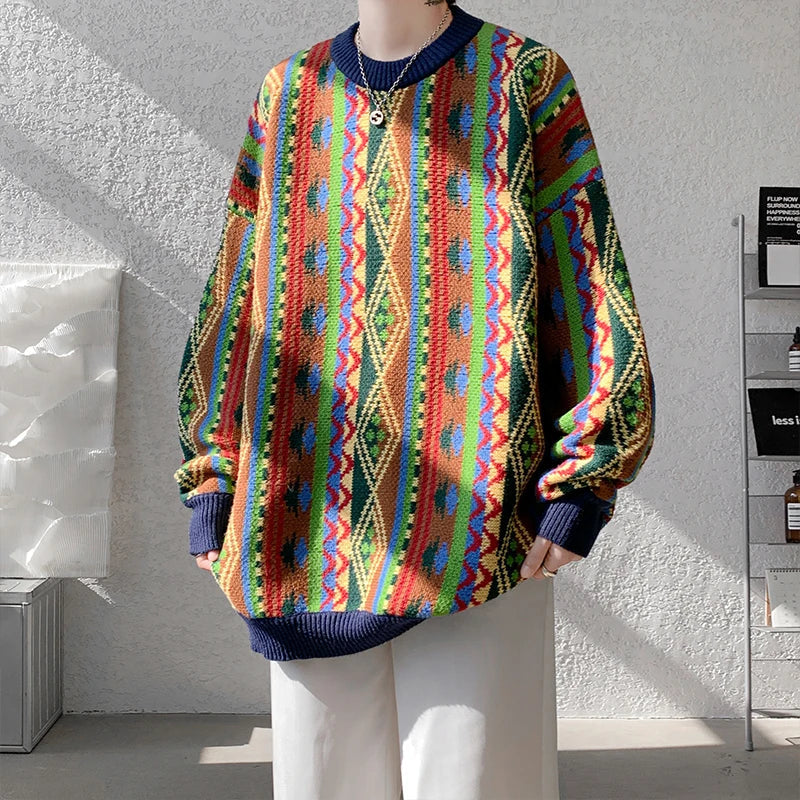 saferido Winter Vintage Sweater Striped Sweaters Hip Hop Y2k Streetwear Korean Fashions Oversized Pullovers Harajuku Luxury Designer Sweater