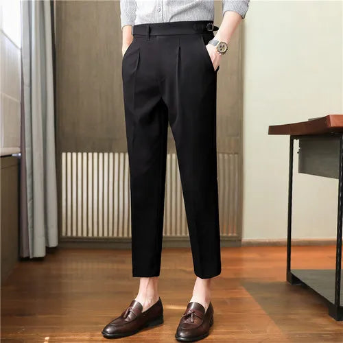 saferido Men's Business Dress Pants Korean Style Slim Fit Office Social Suit Pants Casual Trousers Streetwear Black White Trousers 29-36