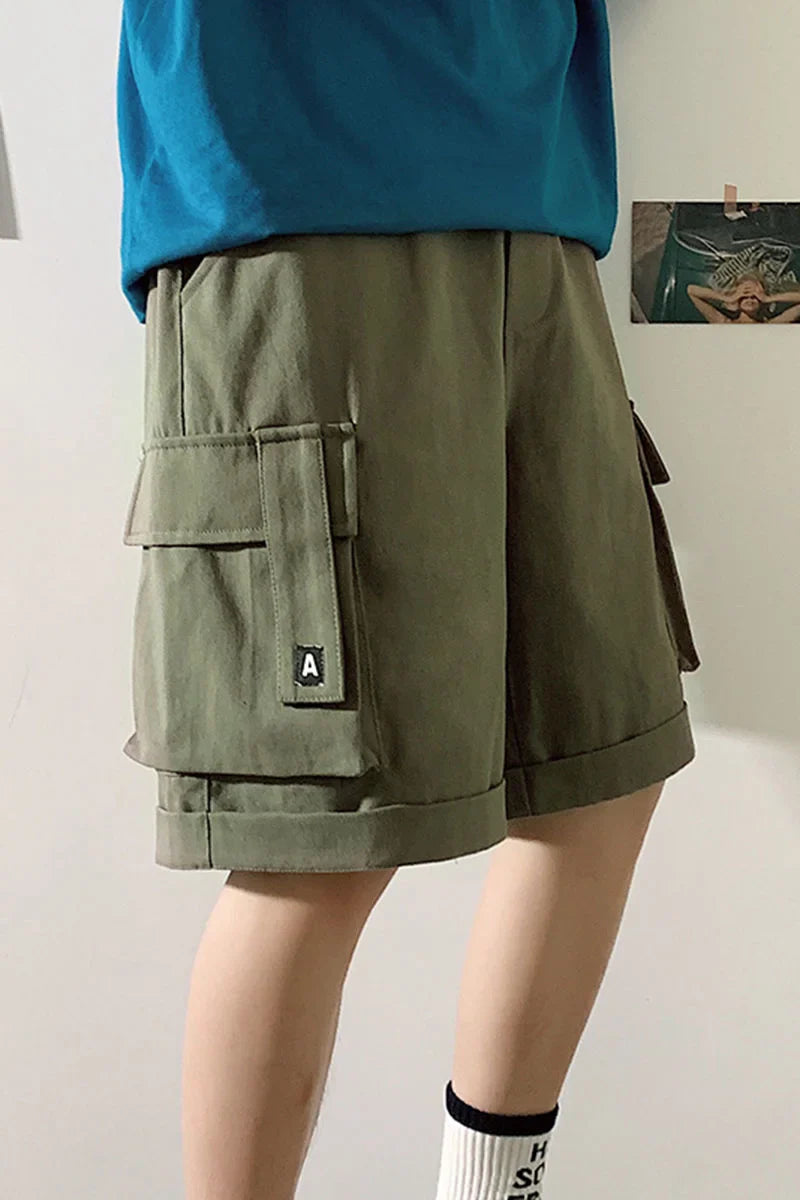 saferido Oversize Casual Shorts Men's Thin Street Trend Big Pocket Overalls Sports Loose Straight Pants Printed Letters Summer Clothes