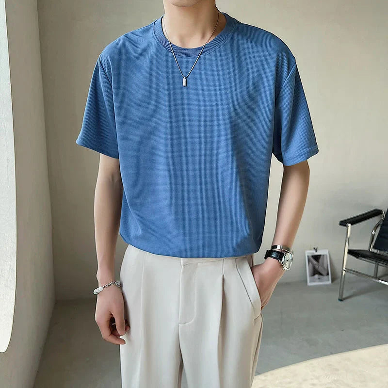 saferido Summer Men's High-grade Fabric Solid Color Tshirts Short Sleeve 8 Color British Style T-shirt Clothes Round Neck T Shirts