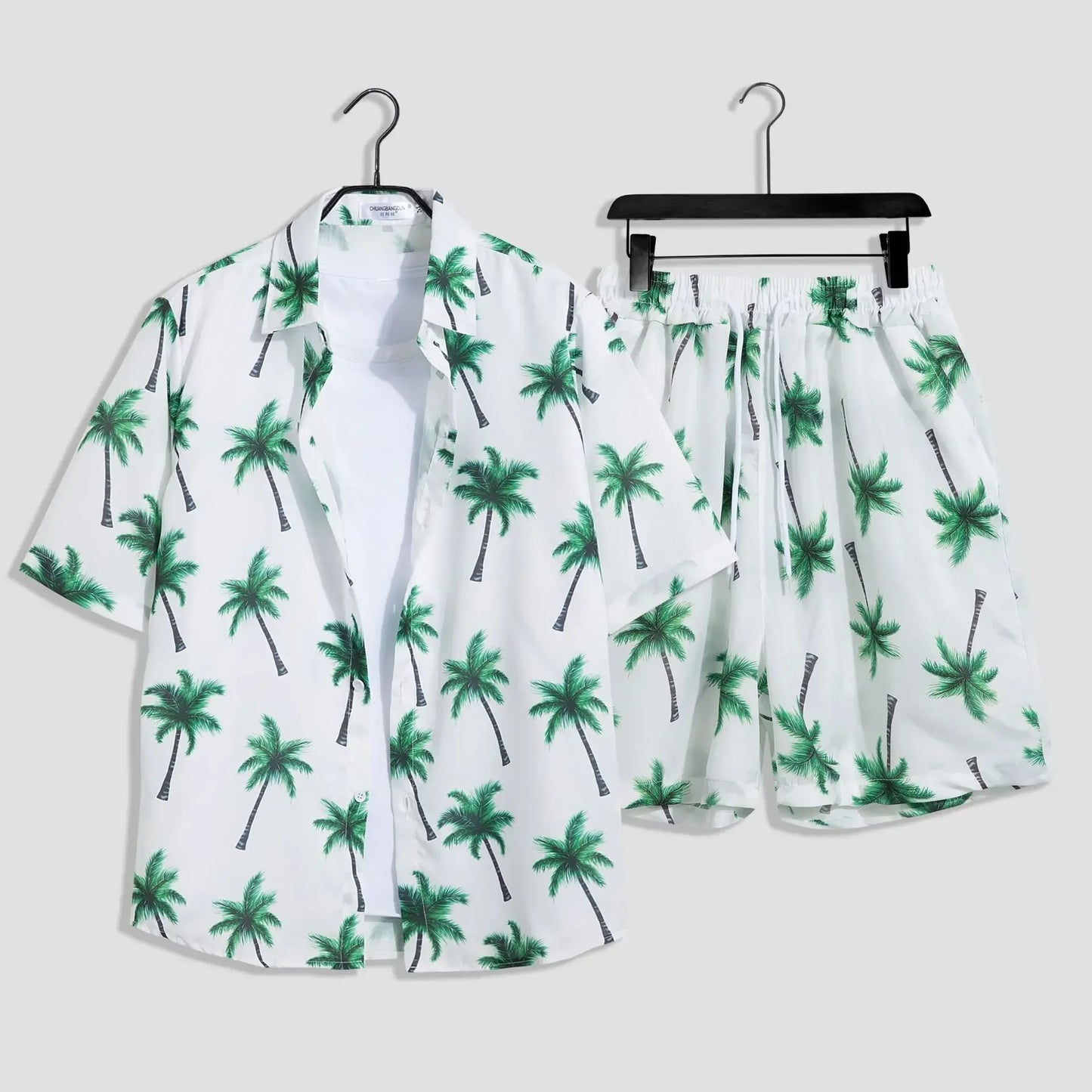 Mens Fashion Print Sets Short Sleeve Shirt+Shorts 2Pcs Suit Loose Summer Casual Beachwear Male Vacation Hawaiian Outfits