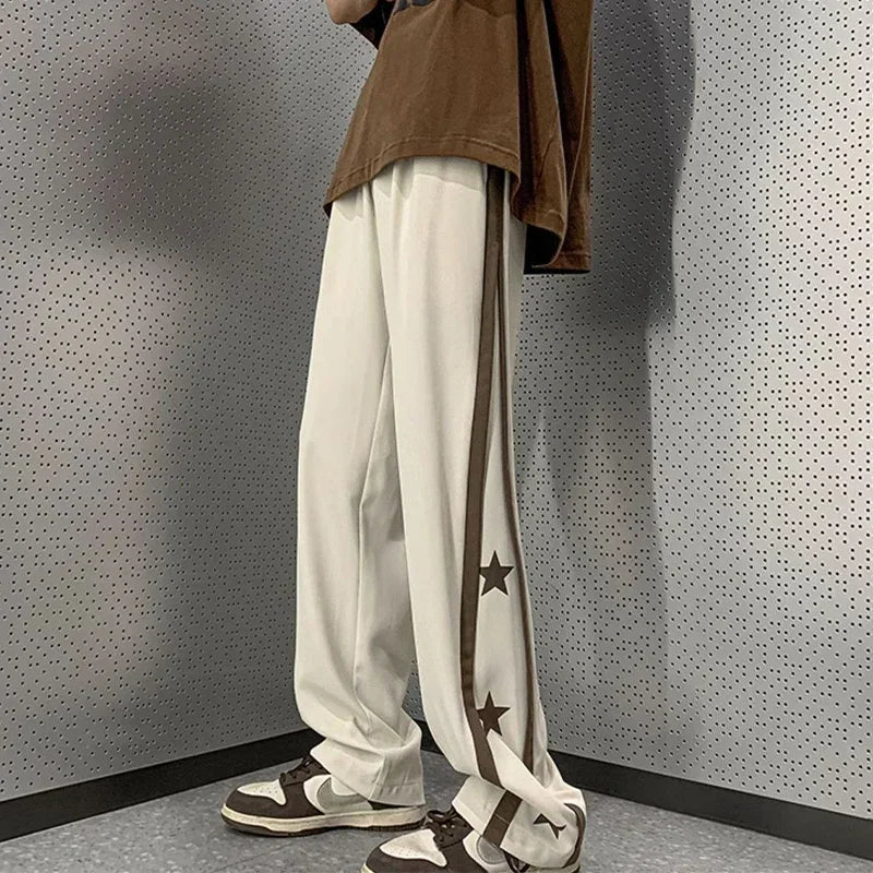 saferido Y2K Star Sweatpants Men Black Sports Pants Wide Leg Trousers Male Japanese Streetwear Hip Hop Graphic Loose Casual
