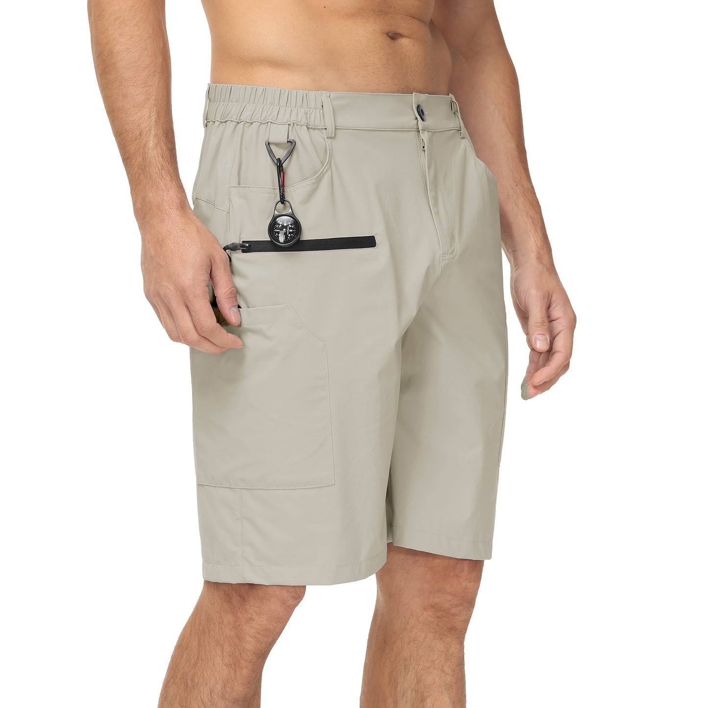 Men Summer Casual Hiking Cargo Shorts Elastic Belt Quick Dry Trousers Travel Active Golf Shorts Water Resistant Sport Pants