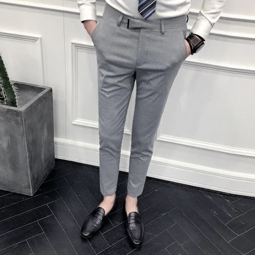 saferido New Style Men's Spring High Quality Cotton Business Suit Trousers/Male Slim Fit Pure Color Leisure Suit Pants 28-36
